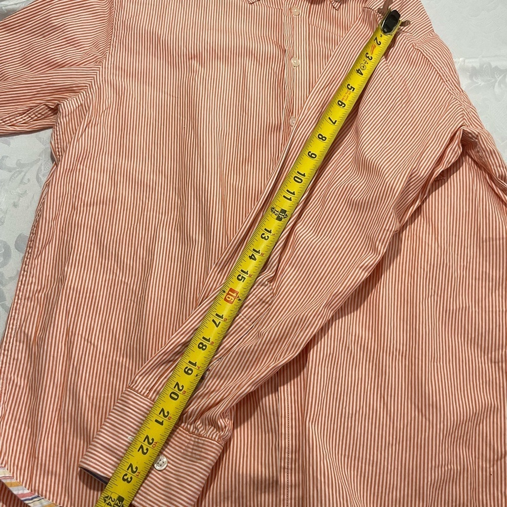 Vintage Robert Graham R&G Mens Orange Seersucker Long Sleeve Shirt Size Medium - Picture 8 of 8